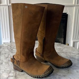 Women’s Sorel tall leather riding heeled boot 6